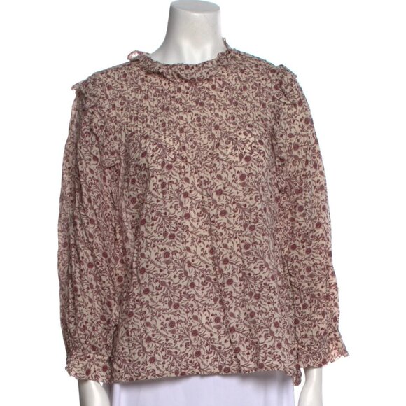 Doen Plum Blouse in Maroon and Cream Floral - Picture 1 of 4